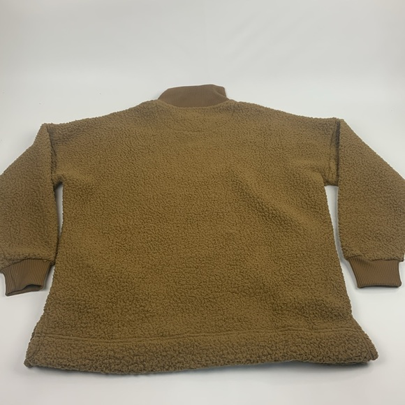 Aerie Sherpa Cozy Brown quarter Zip Pullover sweatshirt SZ Small Oversized NWOT - Picture 3 of 14
